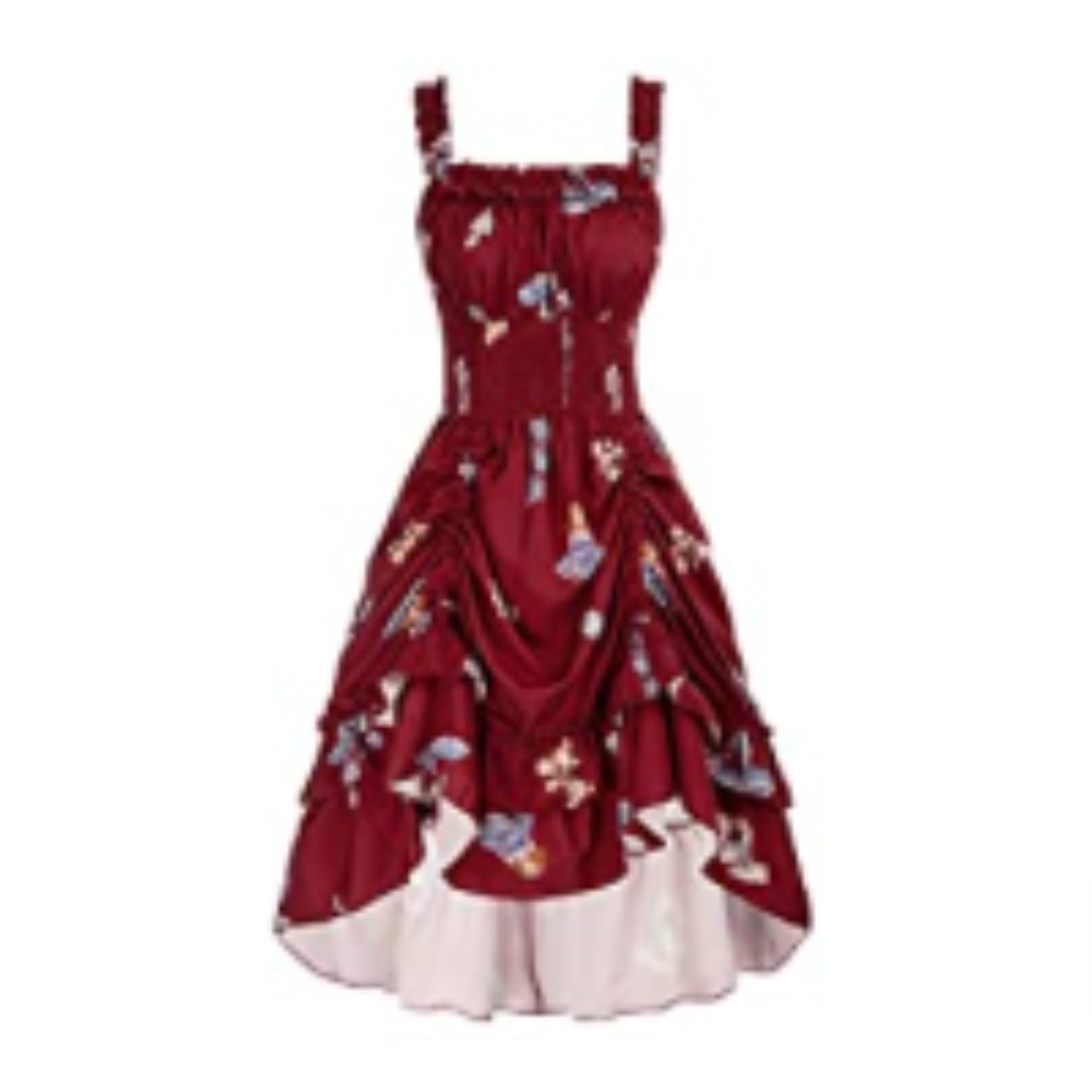 NEW Women's Vintage Steampunk Square Neck Sleeveless High Low Dress Size L